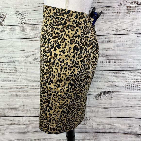 J Crew No. 2 Pencil Skirt size 0 Leopard Cheetah Straight Knee Stretch Career - Picture 5 of 7